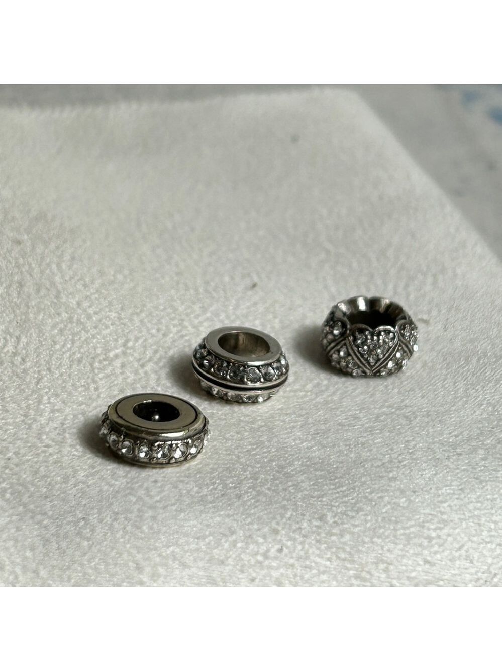 Brighton Clear Crystal Spacers Lot of 3 Glam Sparkle Silver Plated - Picture 5 of 13
